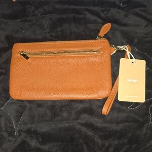 Befen Tan Leather Wristlet Wallet